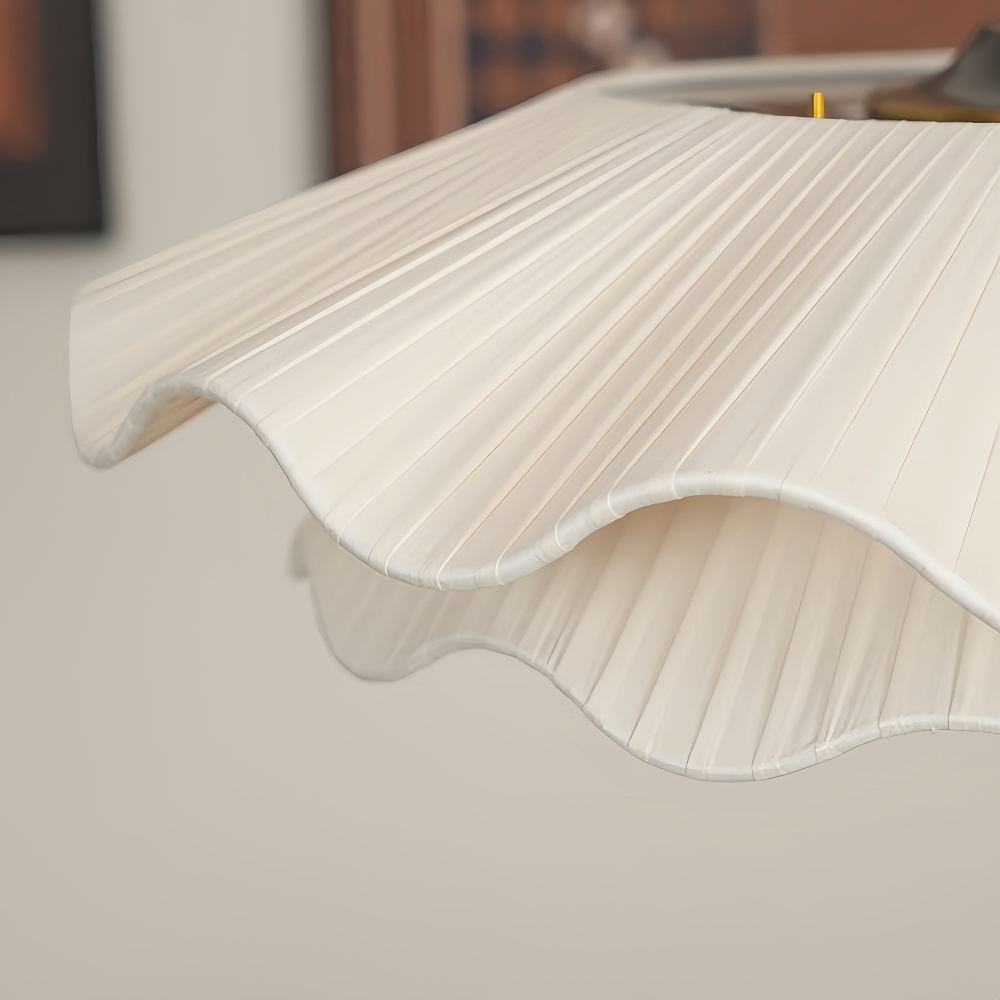 Double Layers Fabric LED White Dining Room Pendant Light